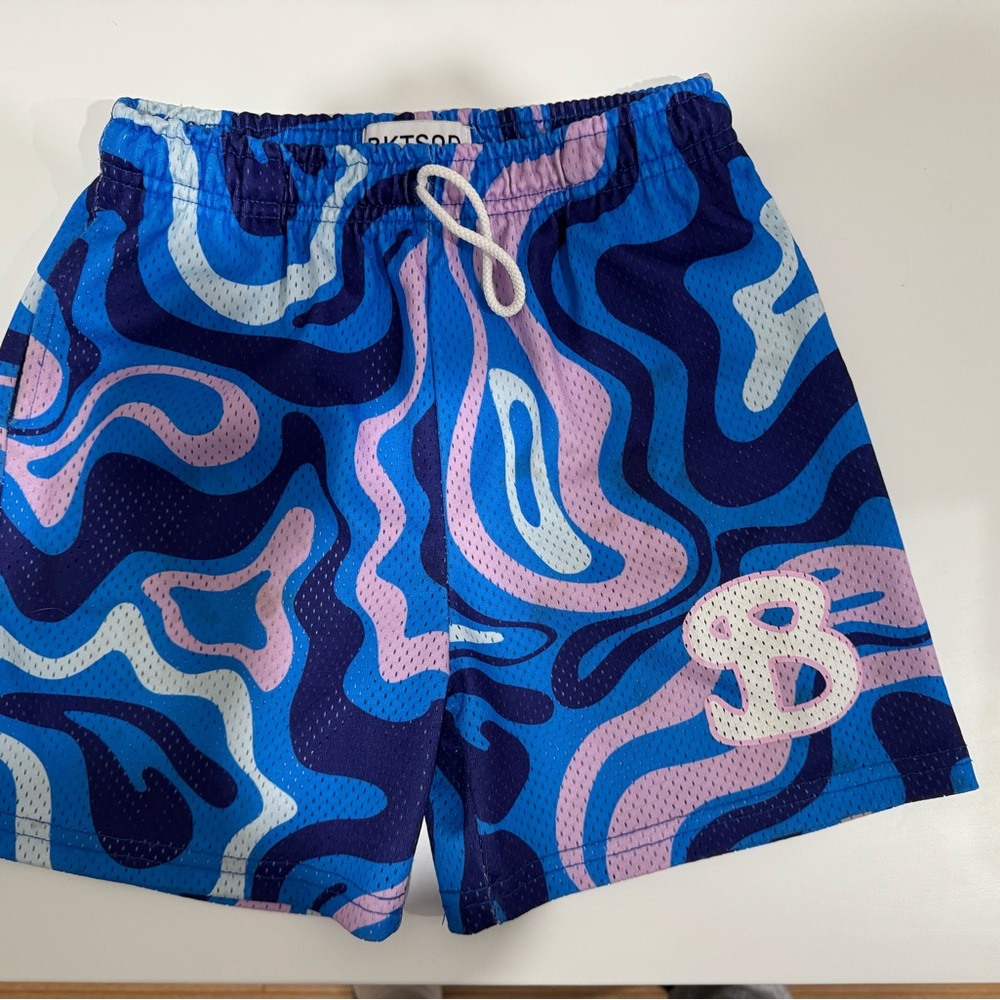 Bucket Squard boys basketball shorts Blue and Pink Patterned Shorts